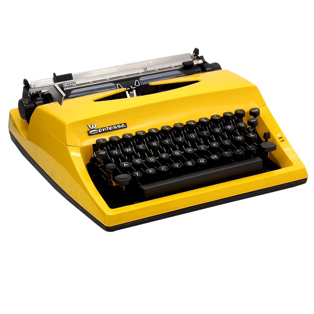 Triumph Contessa Deluxe Portable Typewriter in Yellow