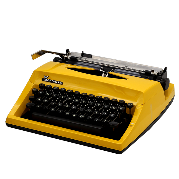 Triumph Contessa Deluxe Portable Typewriter in Yellow