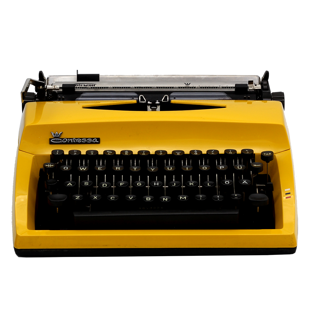 Triumph Contessa Deluxe Portable Typewriter in Yellow