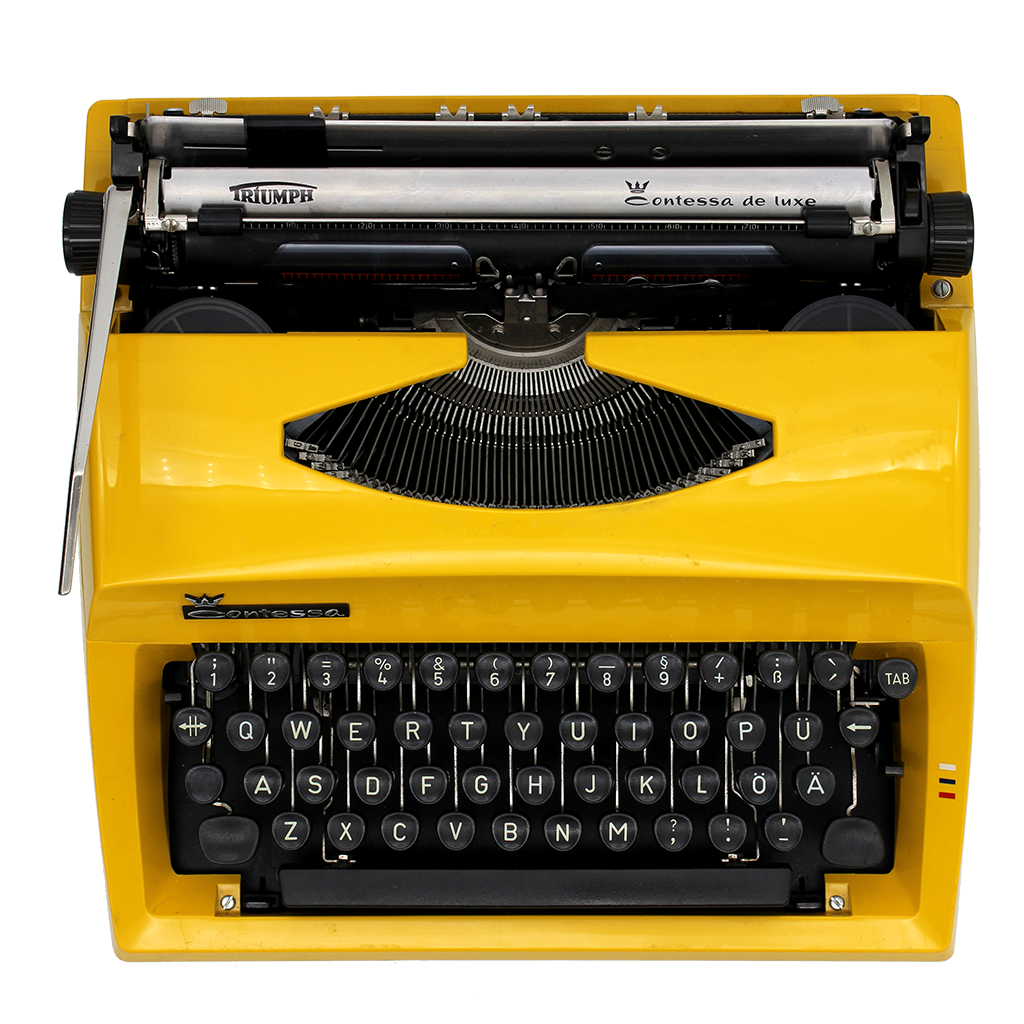 Triumph Contessa Deluxe Portable Typewriter in Yellow